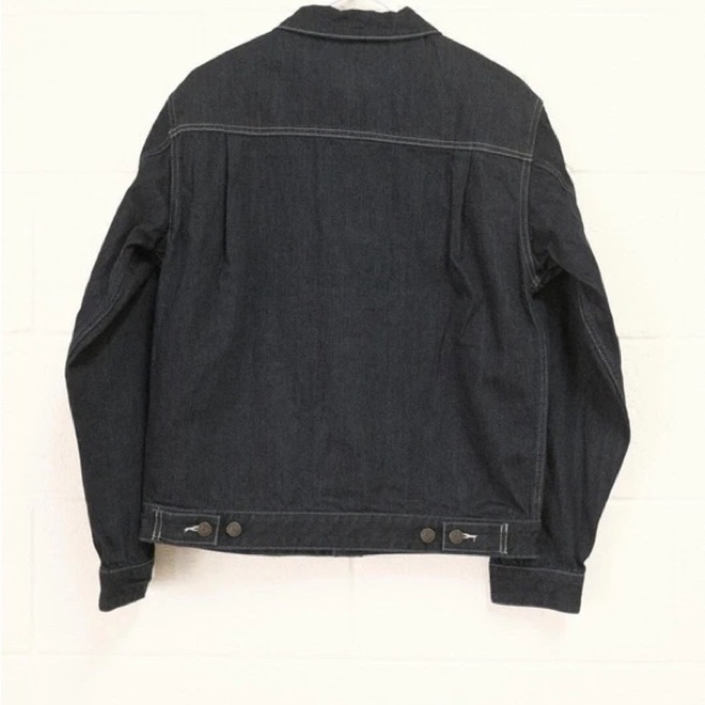 Men's Black Denim Jacket - Classic Button-Up Trucker - Picture 2 of 5
